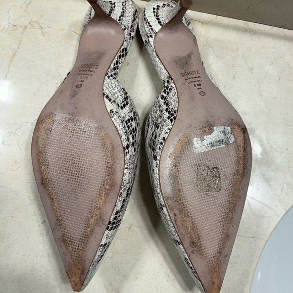 Schutz women’s Charla stone embossed snakeskin leather mules. - Picture 6 of 6